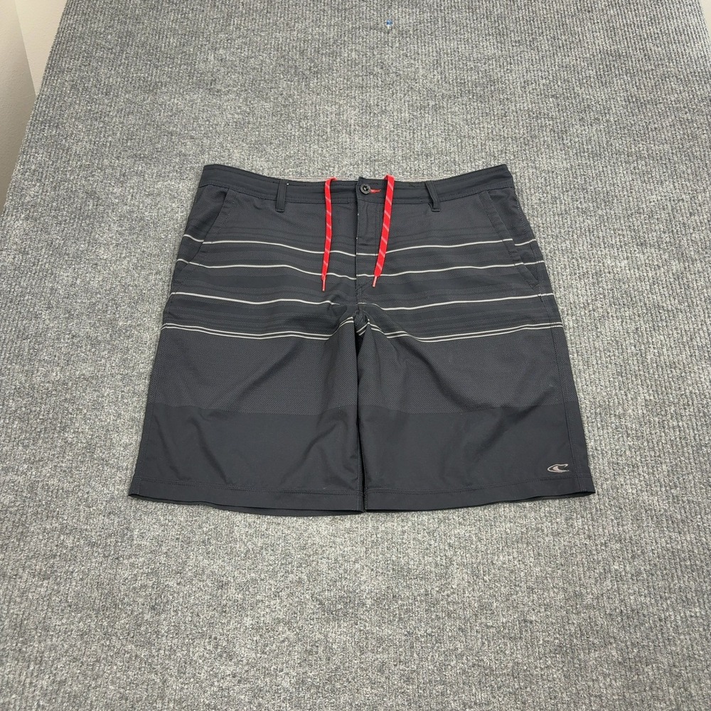 ONeill‎ Shorts Mens 38 Black Polyester Striped Hybrid Boardshorts Surf Casual
